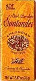 Santander Single Origin Colombian Bittersweet Dark Chocolate Bar - 65% cacao dark chocolate ( The Meadow Chocolate )