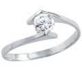 Solid 14k White Gold Ladies Solitaire CZ Cubic Zirconia Engagement Ring Round Cut 0.5 ct