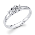 14K White Gold 3 Stone Round Diamond Engagement Ring - Comfort Fit - (1/3 ctw., GH, SI)