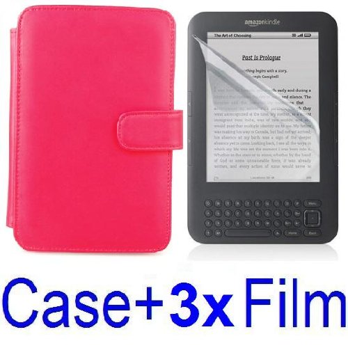 Neewer RED Protective Leather Case Cover For Kindle 3 eBook E-Reader + 3X Screen Protector (Kindle E book reader) รูปที่ 1
