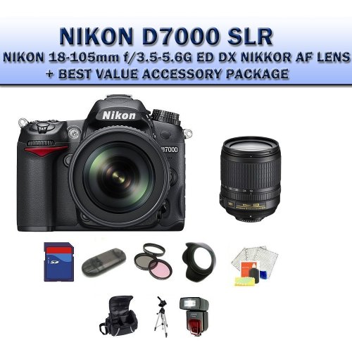 Review Nikon D7000 16.2Megapixel DX-Format CMOS Digital SLR with 3.0-Inch LCD with Nikon 18-105mm f/3.5-5.6G ED VR AF-S DX Nikkor Autofocus Lens (BLACK) + SSE Best Value 16GB Accessory Package รูปที่ 1