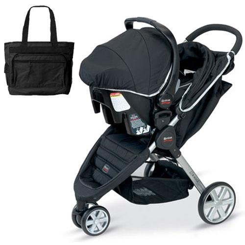 Britax - B-Agile travel system with matching car seat and diaper bag in Black รูปที่ 1