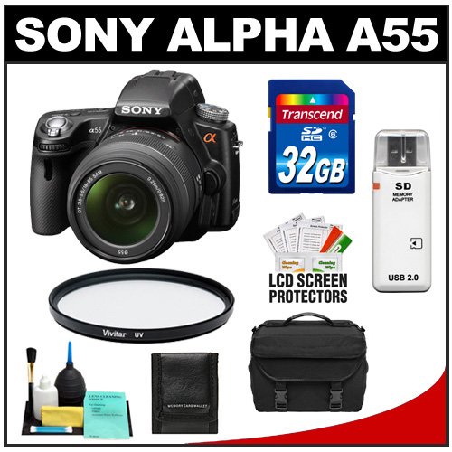 Review Sony Alpha A55 SLTA55VL 16.2 Megapixel Translucent Mirror Technology Digital SLR Camera & 18-55mm Lens with 32GB Card + Case + UV Filter + Cleaning & Accessory Kit รูปที่ 1