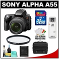 Review Sony Alpha A55 SLTA55VL 16.2 Megapixel Translucent Mirror Technology Digital SLR Camera & 18-55mm Lens with 32GB Card + Case + UV Filter + Cleaning & Accessory Kit