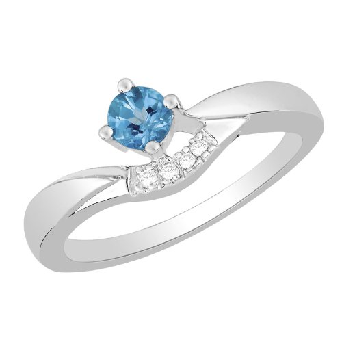 Certified 0.39 Ct Round Topaz and Diamond Engagement Ring White 14K Gold ( Gem Jewelry by ND ring ) รูปที่ 1