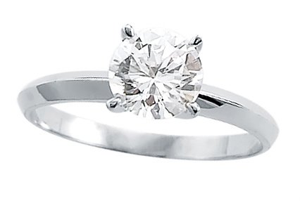 Round Solitaire Engagement Ring Cubic Zirconia 14k White Gold Bridal ( Jewel Roses ring ) รูปที่ 1