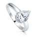 รูปย่อ Sterling Silver 925 Cubic Zirconia CZ Pear Shape Solitaire Ring - Women's Engagement Wedding Ring ( BERRICLE ring ) รูปที่1