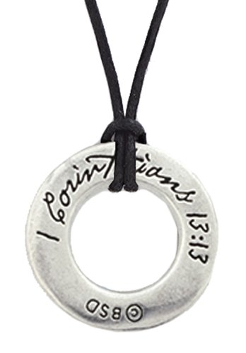 Pewter Faith-Hope-Love and 1 Cor. 13:13 Pendant, 24
