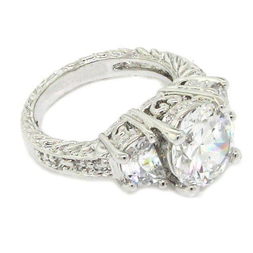 Sterling Silver Classic Engagement Ring w/Round Brilliant White CZ ( Alljoy ring ) รูปที่ 3