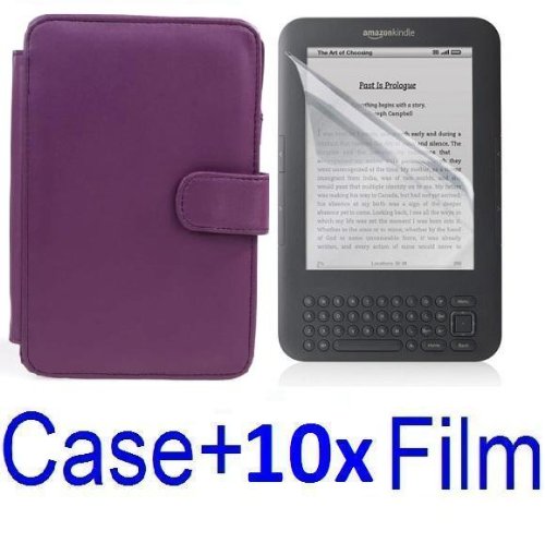 Neewer PURPLE Protective Leather Case Cover For Kindle 3 eBook E-Reader + 10x SCREEN PROTECTOR (Kindle E book reader) รูปที่ 1