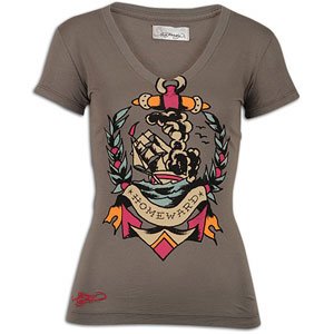 Ed Hardy Homeward Basic V-Neck T-Shirt - Women's ( Ed Hardy Knit tee ) รูปที่ 1