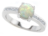 รูปย่อ 1.60 cttw 925 Sterling Silver 14K White Gold Plated Genuine Round Opal Engagement Ring - Gold Plated Silver ( Finejewelers ring ) รูปที่1