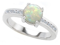 1.60 cttw 925 Sterling Silver 14K White Gold Plated Genuine Round Opal Engagement Ring - Gold Plated Silver ( Finejewelers ring )