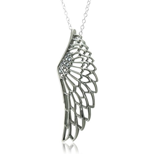 Sterling Silver White Angel Feather Wing Black Diamond Pendant Necklace-0.10 carat ( Diamond Delight pendant ) รูปที่ 5