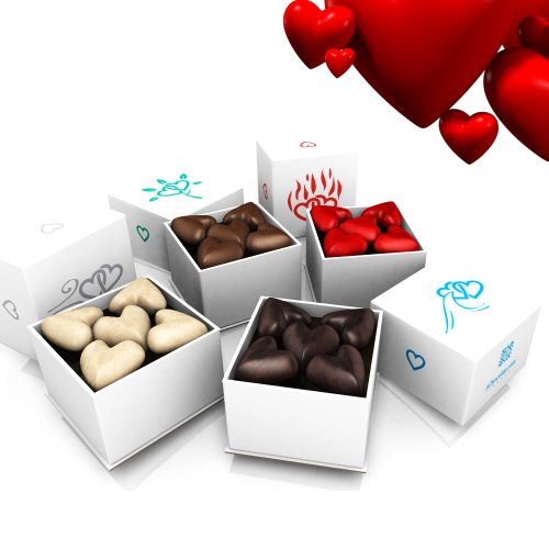 40 pcs 4 White Love Boxes Filled With Heart-Shaped Chocolates ( zChocolat Chocolate Gifts ) รูปที่ 1