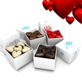 40 pcs 4 White Love Boxes Filled With Heart-Shaped Chocolates ( zChocolat Chocolate Gifts )