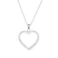 10k White Gold Diamond Heart Pendant (1/10 cttw, I-J Color, I1-I2 Clarity,), 18