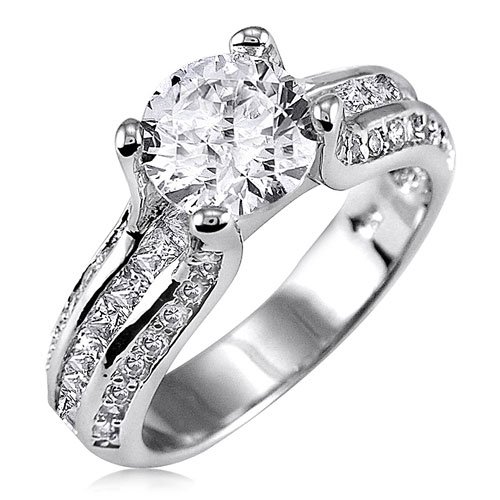 Sterling Silver 925 Round Cubic Zirconia CZ Ring - Women's Engagement Wedding Ring ( BERRICLE ring ) รูปที่ 1