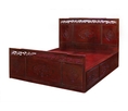 Chinese-Style King Size Rosewood Platform Bed - Flower & Bird Design 