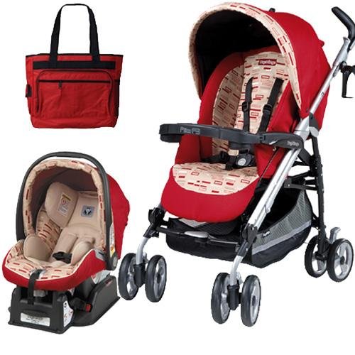 Peg Perego 2010 Pliko P3 Travel System in Red Step with Free Fashionable Diaper Bag รูปที่ 1