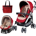 Peg Perego 2010 Pliko P3 Travel System in Red Step with Free Fashionable Diaper Bag
