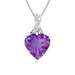 รูปย่อ 10k White Gold Amethyst and Diamond Heart Pendant, 18" ( Amazon.com Collection pendant ) รูปที่1