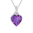 10k White Gold Amethyst and Diamond Heart Pendant, 18