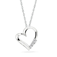 10k Gold 3-stone Diamond Heart Pendant with 18