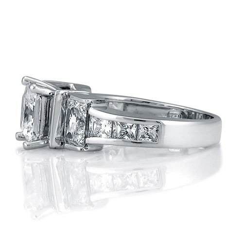 Sterling Silver Princess Cubic Zirconia CZ Ring - Women's Engagement Wedding Ring ( BERRICLE ring ) รูปที่ 3