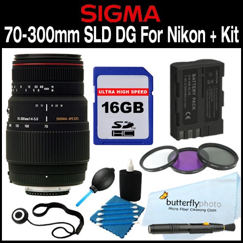 Sigma 70-300mm f/4-5.6 SLD DG Macro Lens with built in motor for Nikon Digital SLR Cameras + Filter Kit + Power Package For Nikon D5000, D3000, D40, D40x, D60 ( Sigma Len ) รูปที่ 1