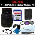 Sigma 70-300mm f/4-5.6 SLD DG Macro Lens with built in motor for Nikon Digital SLR Cameras + Filter Kit + Power Package For Nikon D5000, D3000, D40, D40x, D60 ( Sigma Len )
