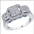 14k White Gold Brilliant Round & Princess Cut Diamond 3 stone Ladies Engagement Bridal Ring (1.25 cttw, H-I Color, SI-I Clarity) ( DazzlingRock.com Collection ring )