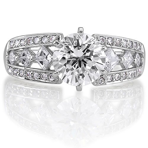 Sterling Silver 925 Cubic Zirconia CZ Ring - Women's Engagement Wedding Ring ( BERRICLE ring ) รูปที่ 1