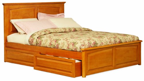 Monterey Queen Platform Bed with Raised Panel Footboard, Caramel Latte with 2 Raised Panel Bed Drawers (wood bed) รูปที่ 1