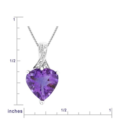 10k White Gold Amethyst and Diamond Heart Pendant, 18