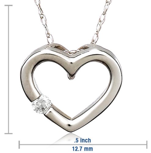 14k Rose, Yellow, or White Gold Diamond Heart Pendant (.03 cttw, J Color, I2 Clarity), 18