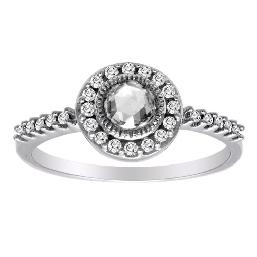 14k White Gold Rose Cut Diamond Ring (1/2 cttw, H-I Color, SI2 Clarity) ( Amazon.com Collection ring ) รูปที่ 1