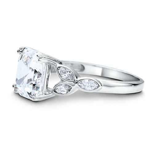 Sterling Silver 925 Asscher Cut Cubic Zirconia CZ Fashion Ring - Women's Engagement Wedding Ring ( BERRICLE ring ) รูปที่ 3