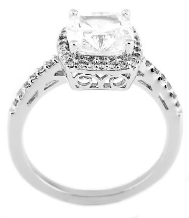 2.5 Ct Cushion Cut Center with Round Cut Cz Cubic Zirconia Engagement Ring-Sterling Silver  รูปที่ 5