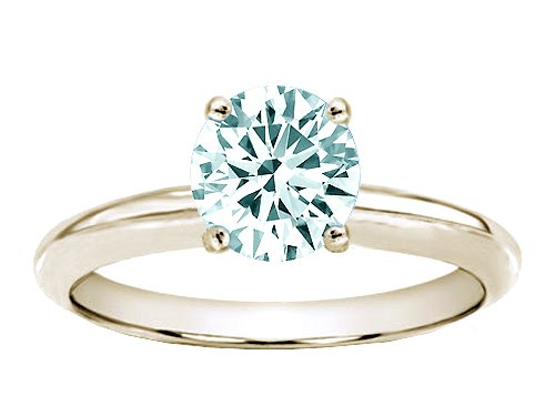 1.25 cttw 14k Gold 7mm Round Genuine Aquamarine Solitaire Engagement Ring - 14kt White or Yellow Gold ( Finejewelers ring ) รูปที่ 3