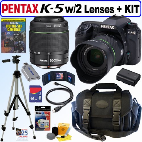 Review Pentax K-5 16.3 Megapixel Digital SLR Camera with DA 18-55mm f/3.5-5.6 AL Weather Resistant Zoom Lens and DA 50-200mm f/4-5.6 ED Weather Resistant Zoom Lens + 16GB Deluxe Accessory Kit รูปที่ 1