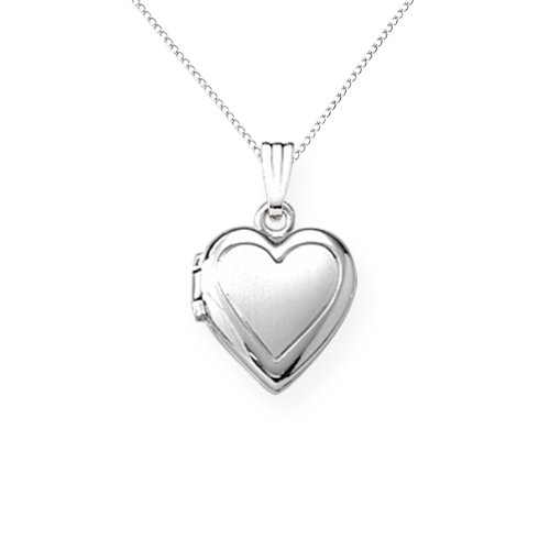 Sterling Silver Children's Hand Engraved Heart Locket Pendant, 13