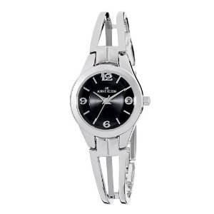 AK Anne Klein Women's 107407BKSV Silver-Tone and Black Dial Bangle Dress Watch รูปที่ 1