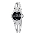 AK Anne Klein Women's 107407BKSV Silver-Tone and Black Dial Bangle Dress Watch