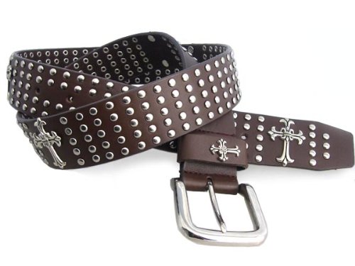 Chritian Religious Cross and Circle Studded Leather Belt  รูปที่ 1