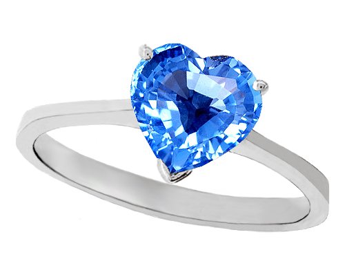 2.00 cttw 14K Gold Genuine Blue Topaz Heart Shape 8mm Solitaire Engagement Ring - 14kt White Gold ( Finejewelers ring ) รูปที่ 1
