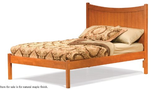Twin Size Platform Bed with Open Footrail Natural Maple Finish  รูปที่ 1
