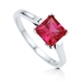 รูปย่อ Sterling Silver 925 Princess Cut Ruby Cubic Zirconia CZ Solitaire Ring - Women's Engagement Wedding Ring ( BERRICLE ring ) รูปที่3