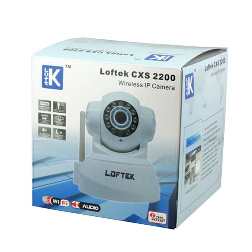 LOFTEK Newest CXS 2200 Wireless/Wired Pan:270°&Tilt:120° Dual Audio Alarm Ip camera,15 Meter Night vision,3.6mm Lens ,67° Viewing Angle,easy installation.White ( loftek Mobile ) รูปที่ 1