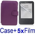 Neewer PURPLE Protective Leather Case Cover For Kindle 3 eBook E-Reader + 5x SCREEN PROTECTOR (Kindle E book reader)